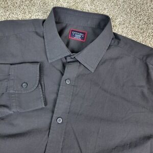 Untuckit Wrinkle Free Mens XL Solid Black Button Up Long Sleeve